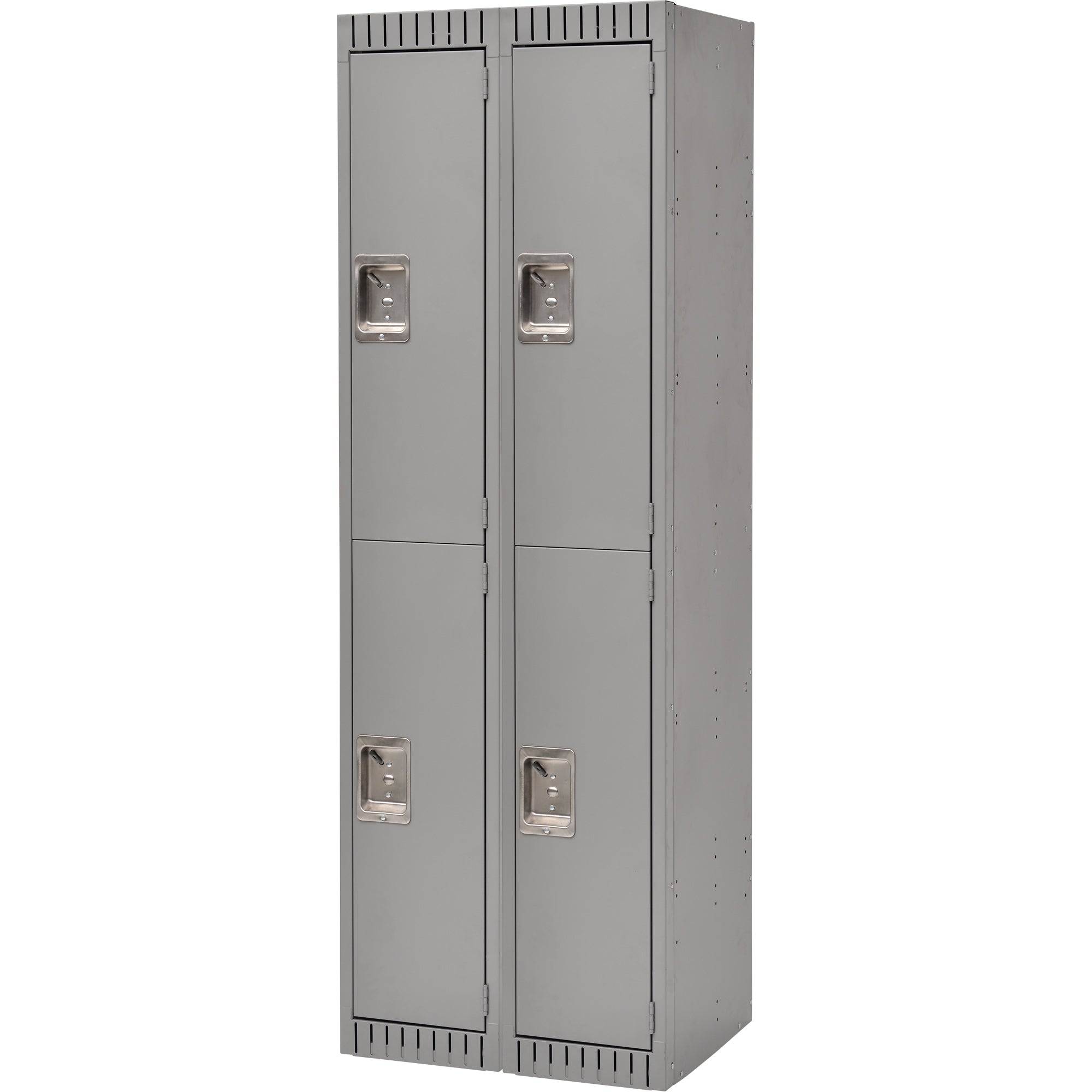 Armoires de rangement, 2 niveaux, rangées de 2, 61 cm x 46 cm x 183 cm, acier, gris, rivets (assemblées)