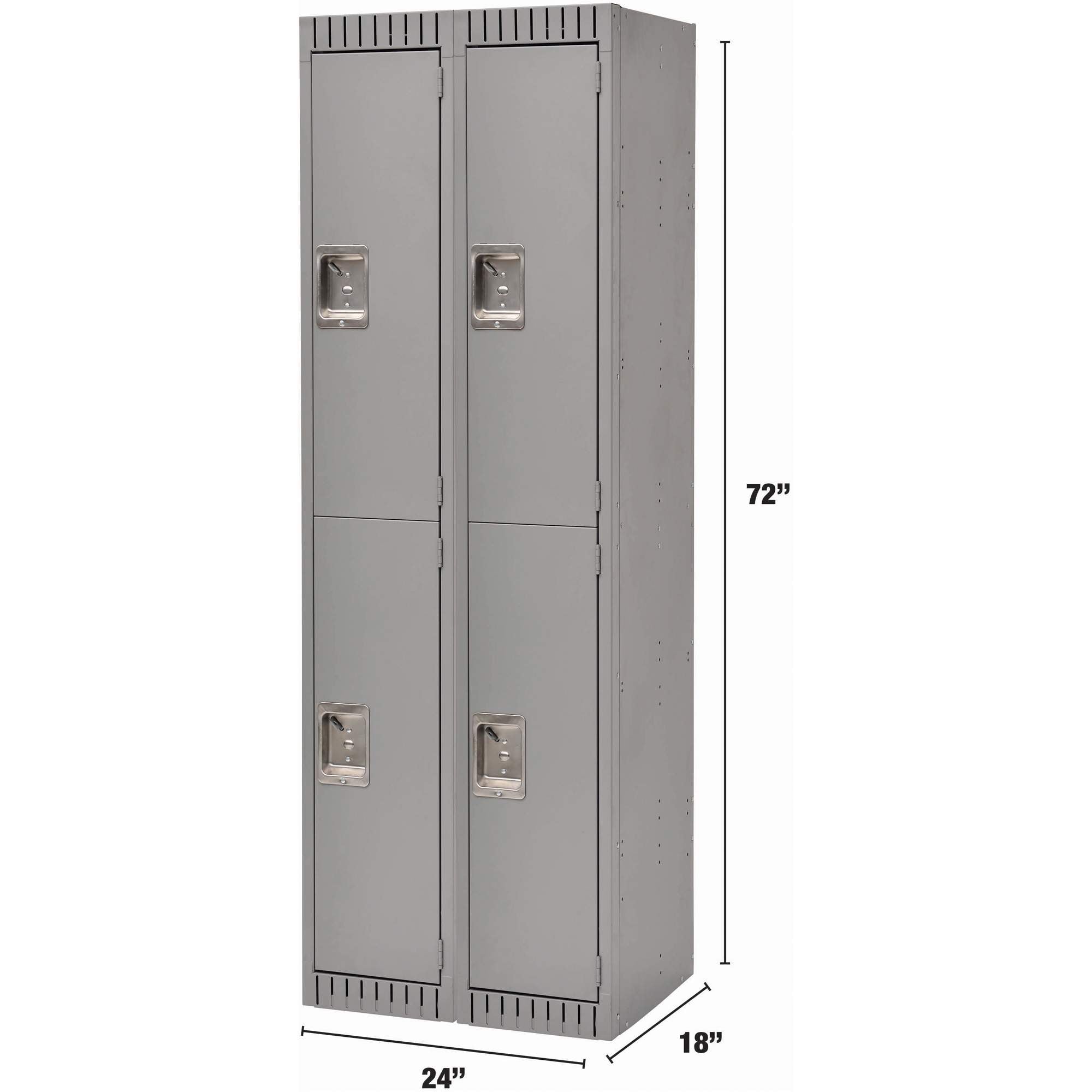 Armoires de rangement, 2 niveaux, rangées de 2, 61 cm x 46 cm x 183 cm, acier, gris, rivets (assemblées)