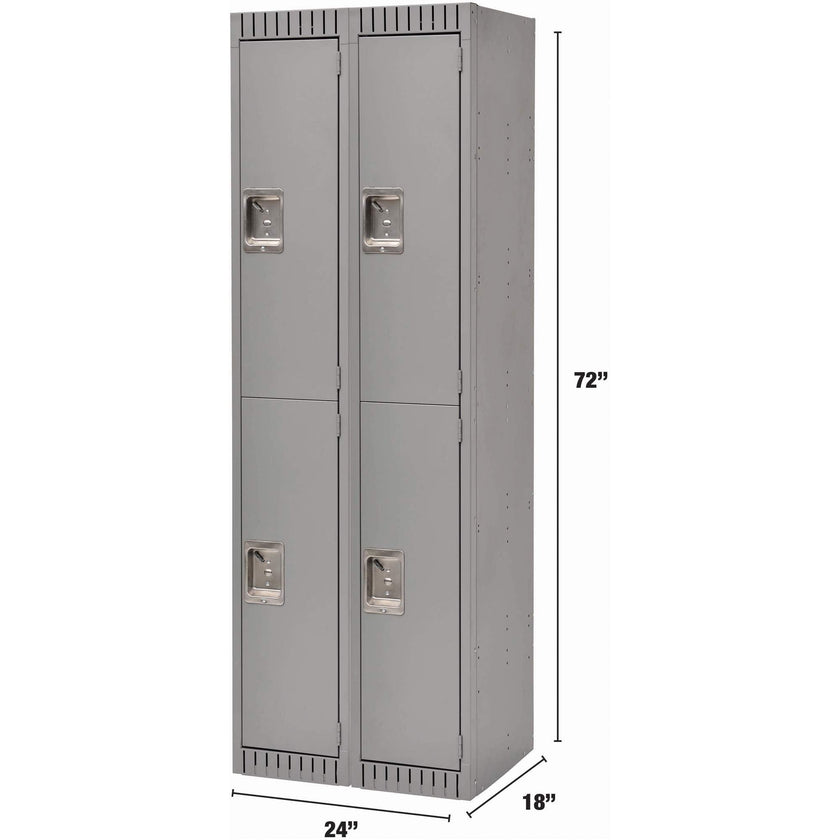 Armoires de rangement, 2 niveaux, rangées de 2, 61 cm x 46 cm x 183 cm, acier, gris, rivets (assemblées)