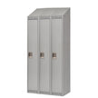 Vestiaires assemblés, rangée de 3, 91 cm x 46 cm x 208 cm, acier, gris, riveté (assemblé)
