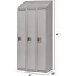 Vestiaires assemblés, rangée de 3, 91 cm x 46 cm x 208 cm, acier, gris, riveté (assemblé)