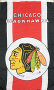 CHICAGO BLACKHAWKS LEGENDS AUTOGRAPHED FLAG – BOBBY HULL, DENNIS HULL, PIERRE PILOTE – RARE 36X60 NHL SIGNED COLLECTIBLE MEMORABILIA