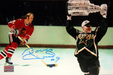 BOBBY HULL & BRETT HULL SIGNED 10X15 PHOTO CHICAGO BLACKHAWKS & DALLAS STARS NHL AUTOGRAPHED COLLECTIBLE (15