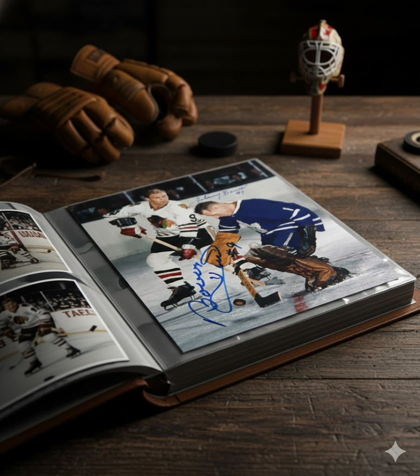 JOHNNY BOWER & BOBBY HULL AUTOGRAPHED 8