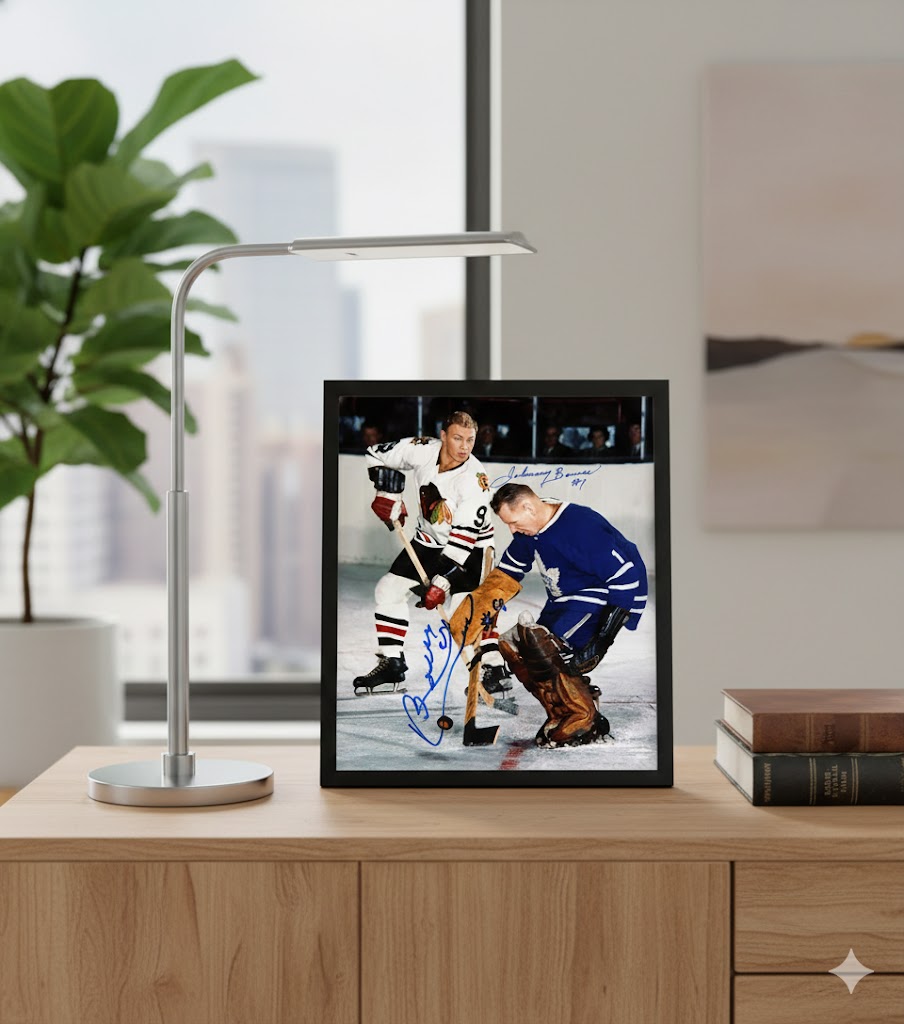 JOHNNY BOWER & BOBBY HULL AUTOGRAPHED 8