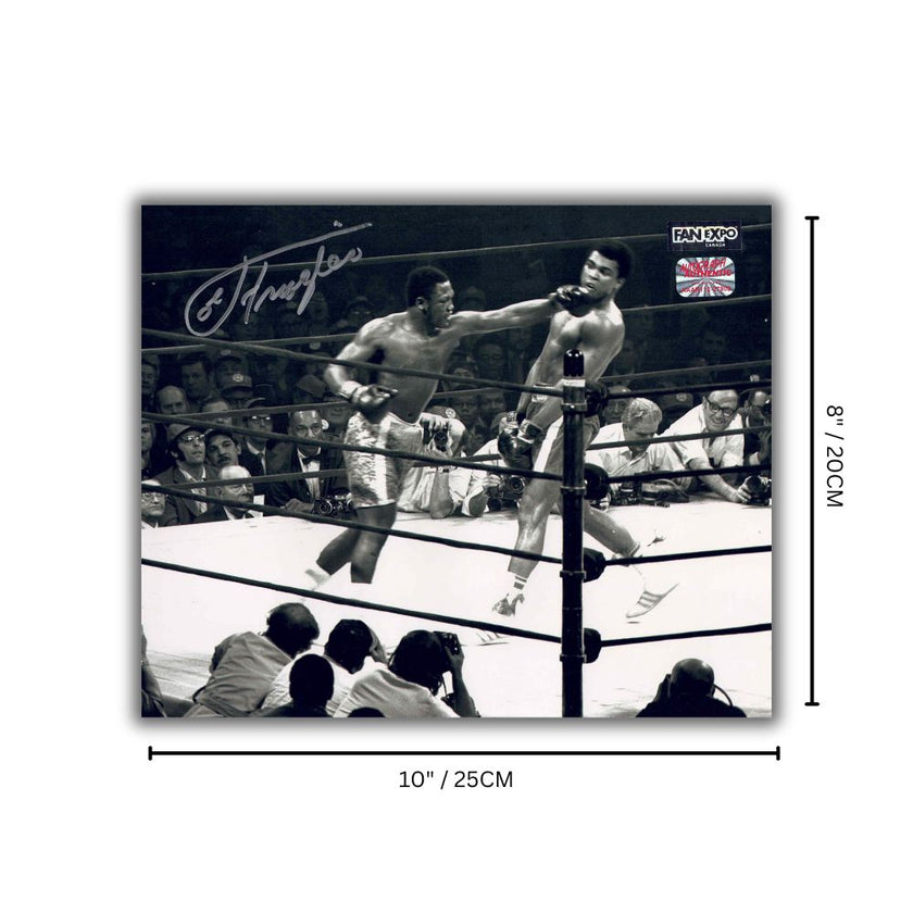 MUHAMMAD ALI & AUTOGRAPHED BY JOE FRAZIER 8X10 BOXING PHOTOGRAPH HAND SIGNED HEAVYWEIGHT FIGHT IMAGE