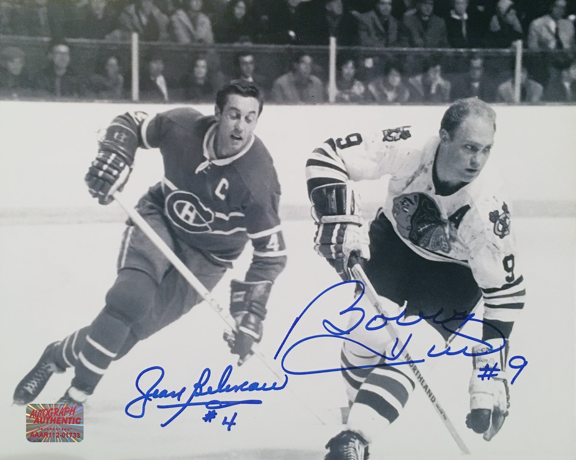 BOBBY HULL & JEAN BELIVEAU DUAL AUTOGRAPHED SIGNED 8