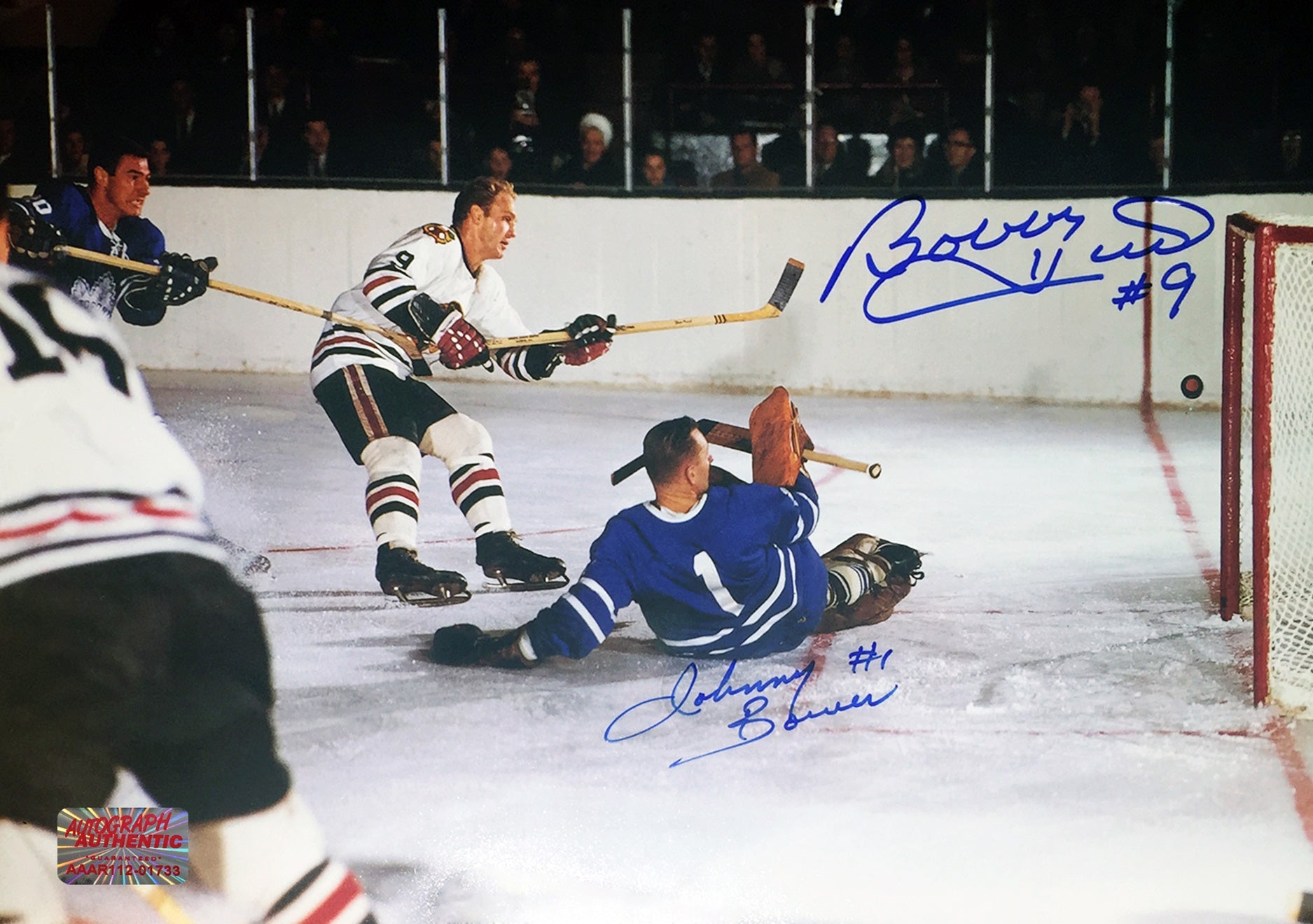 JOHNNY BOWER & BOBBY HULL DUAL SIGNED 8