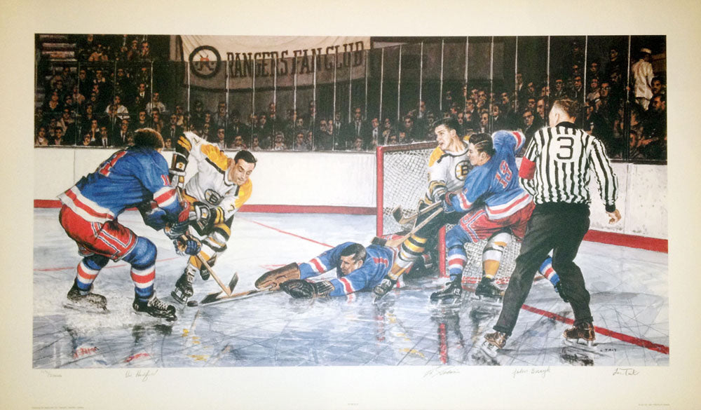 IN THE SLOT SIGNED LITHOGRAPH – VIC HADFIELD, ED GIACOMIN & JOHN BUCYK – LIMITED EDITION HOCKEY ARTWORK (33