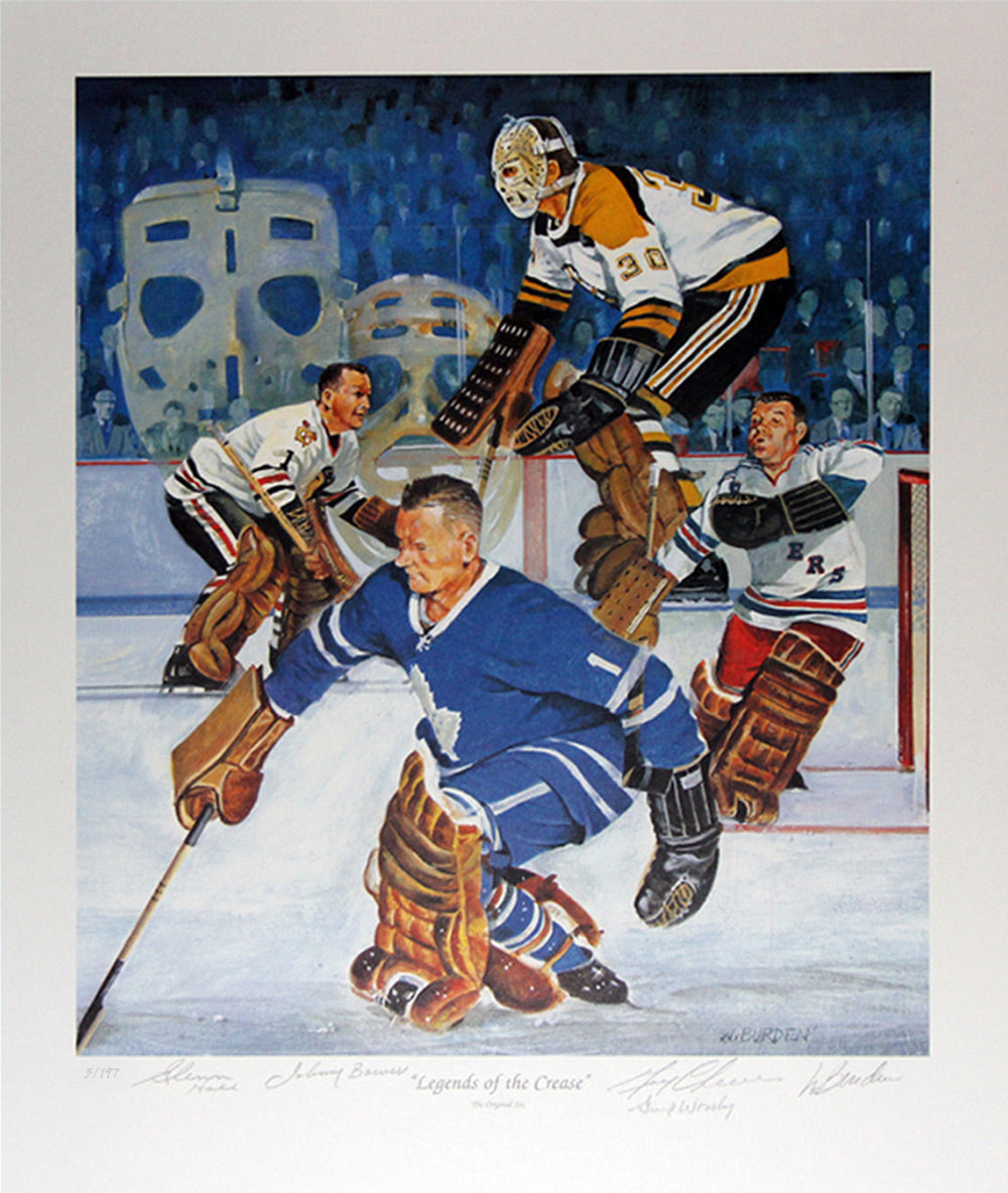 ORIGINAL SIX LEGENDS SIGNED LITHOGRAPH – BOWER, CHEEVERS, HALL, WORSLEY – LTD ED /197 (24