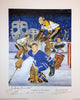 LEGENDS OF THE CREASE AUTOGRAPHED LITHOGRAPH – BOWER, CHEEVERS, HALL, WORSLEY SIGNED 11X9 HOCKEY GOALIE COLLECTIBLE WITH COA
