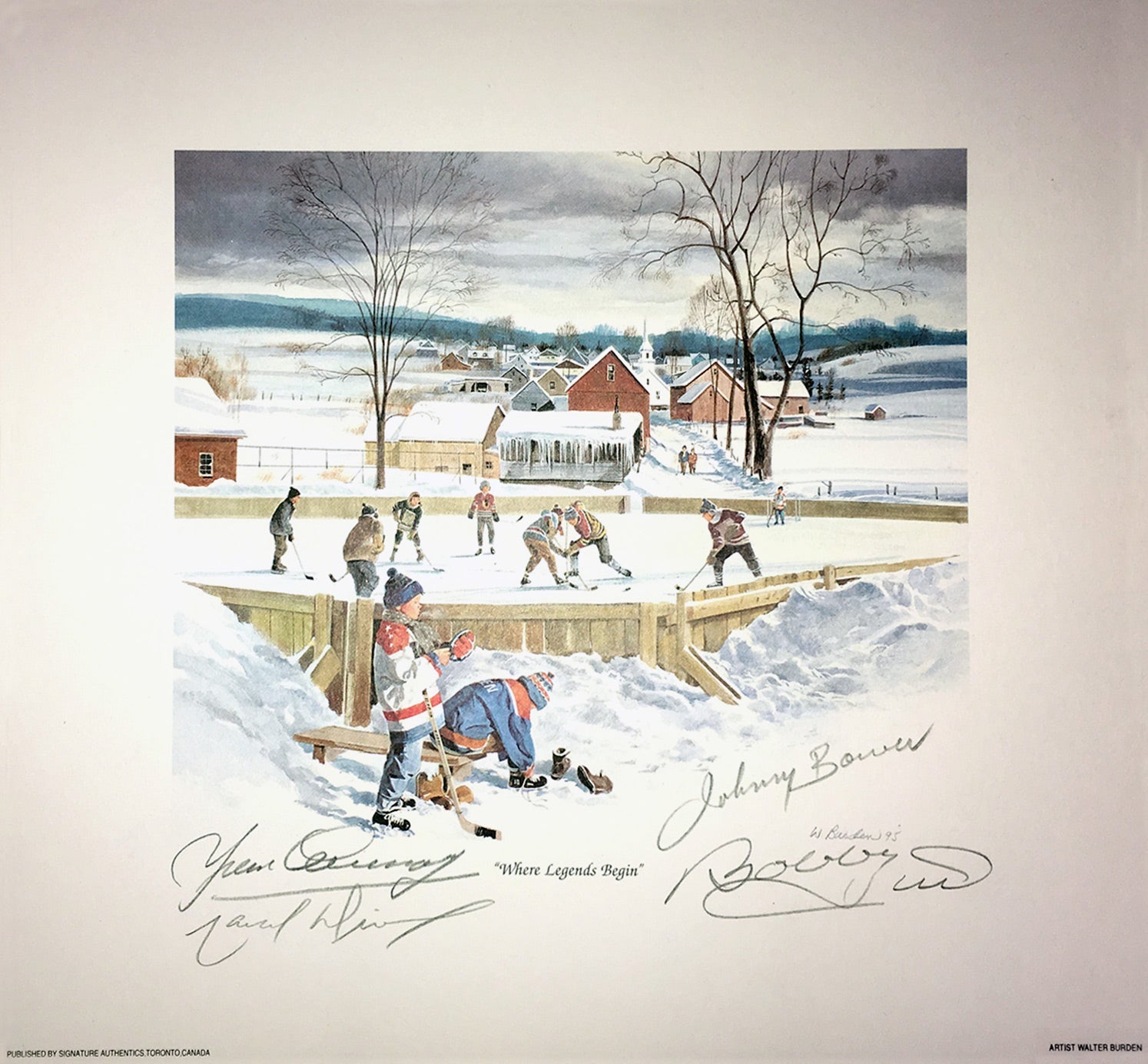WHERE LEGENDS BEGIN LITHOGRAPH SIGNED BY BOWER, HULL, COURNOYER & DIONNE – NHL STARS 10