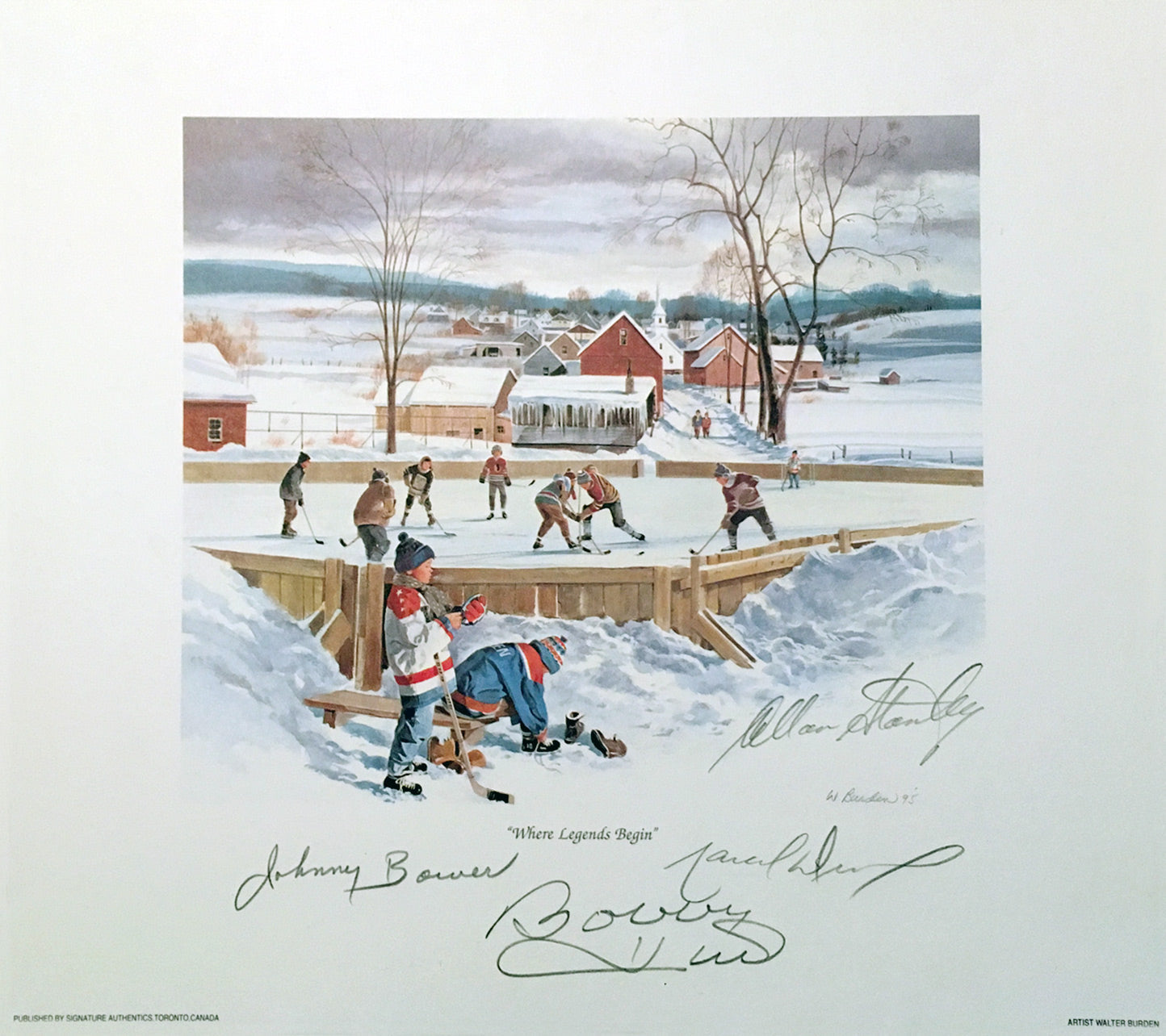 WHERE LEGENDS BEGIN LITHOGRAPH SIGNED BY BOWER, HULL, STANLEY & DIONNE – NHL 10