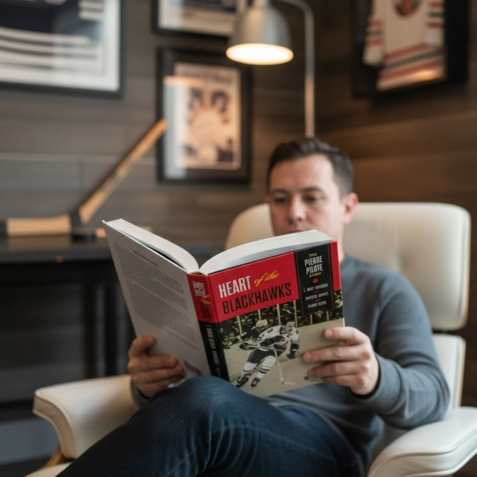 HEART OF THE BLACKHAWKS BOOK SIGNED BY PIERRE PILOTE - AUTOGRAPHED HOCKEY MEMOIR HARDCOVER 9 X 6 INCHES - CHICAGO HOCKEY LEGEND COLLECTIBLE MEMORABILIA