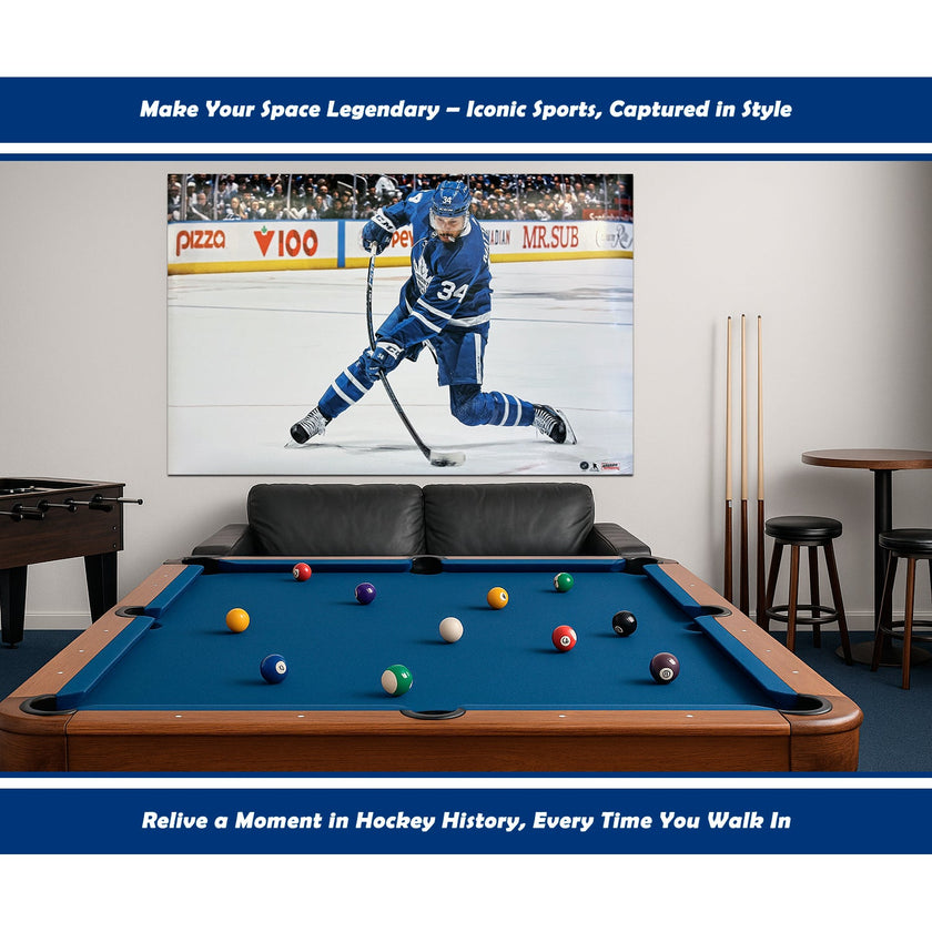 AUSTON MATTHEWS SLAPSHOT TORONTO NHL LICENSED HOCKEY POSTER PRINT – COLLECTIBLE WALL ART DECOR FEATURING STAR PLAYER – OFFICIAL MEMORABILIA GIFT FOR FANS – SPORTS PHOTO TRIBUTE – LEAFS FAN FAVORITE 34