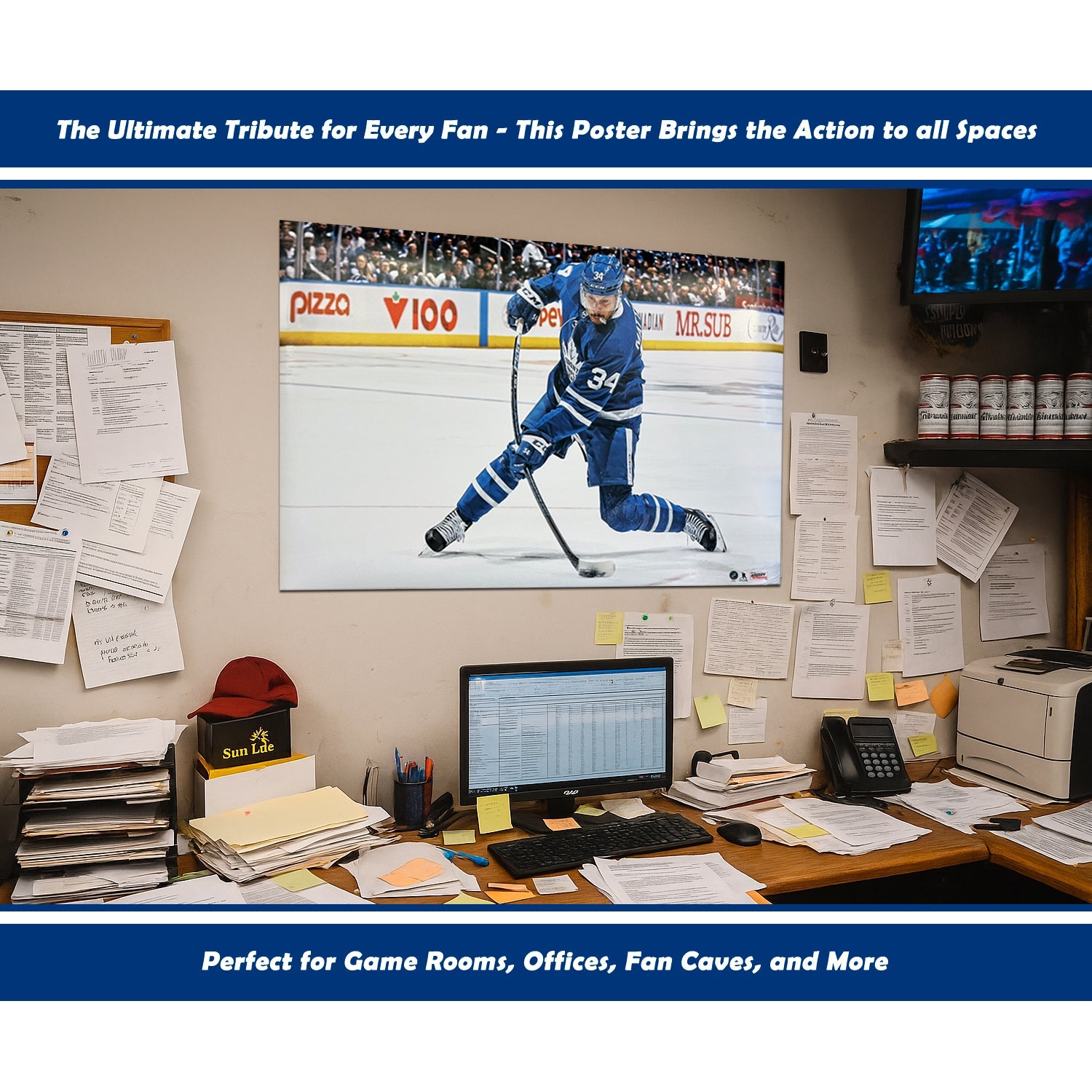 AUSTON MATTHEWS SLAPSHOT TORONTO NHL LICENSED HOCKEY POSTER PRINT – COLLECTIBLE WALL ART DECOR FEATURING STAR PLAYER – OFFICIAL MEMORABILIA GIFT FOR FANS – SPORTS PHOTO TRIBUTE – LEAFS FAN FAVORITE 34