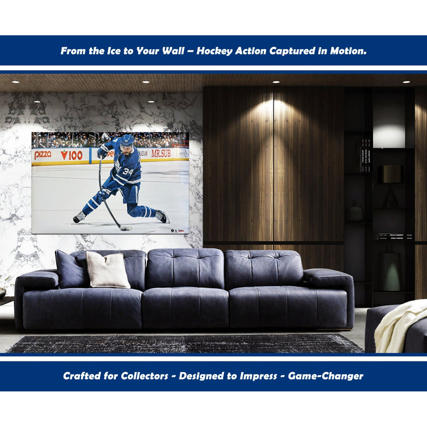 AUSTON MATTHEWS SLAPSHOT TORONTO NHL LICENSED HOCKEY POSTER PRINT – COLLECTIBLE WALL ART DECOR FEATURING STAR PLAYER – OFFICIAL MEMORABILIA GIFT FOR FANS – SPORTS PHOTO TRIBUTE – LEAFS FAN FAVORITE 34