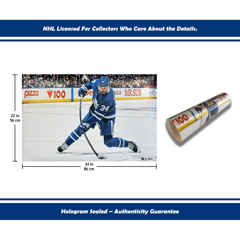 AUSTON MATTHEWS SLAPSHOT TORONTO NHL LICENSED HOCKEY POSTER PRINT – COLLECTIBLE WALL ART DECOR FEATURING STAR PLAYER – OFFICIAL MEMORABILIA GIFT FOR FANS – SPORTS PHOTO TRIBUTE – LEAFS FAN FAVORITE 34