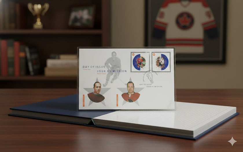 2002 GLENN HALL & HOWIE MORENZ FIRST DAY OF ISSUE STAMPS – CANADIAN HOCKEY LEGENDS POSTAGE COLLECTIBLE (7.5