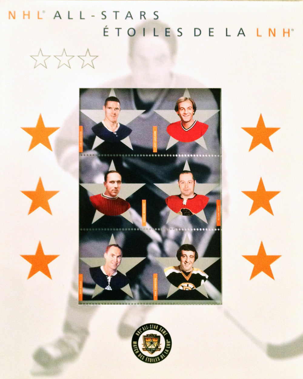CANADA POST 2002 ALUMNI ALL-STAR STAMP SET – GUY LAFLEUR & PHIL ESPOSITO NHL LEGENDS (8