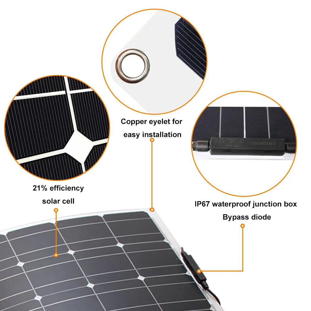 100-300w flexible solar panels 12/24v + inverter KIT