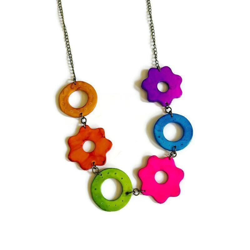 Colorful Mismatched Flower Earrings