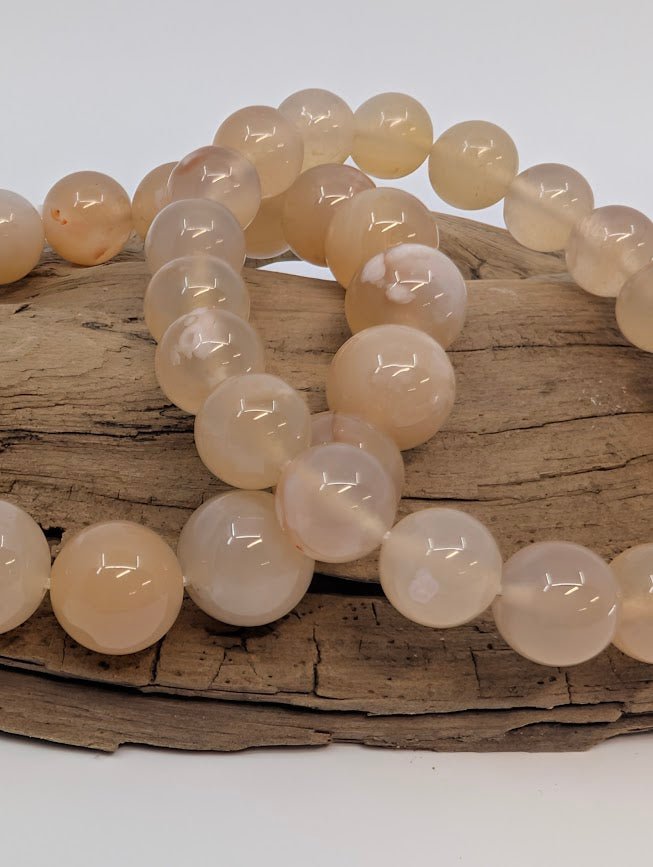 Flower Agate Bracelet — 11mm & 9mm Beads