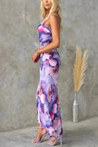 Flowers Print One-shoulder Midi Dress Summer INS Casual Suspender Women Dress