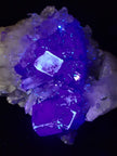 Fluorite on Quartz with Chlorite and UV Fluorescence – Yaogangxian Mine, Hunan, China