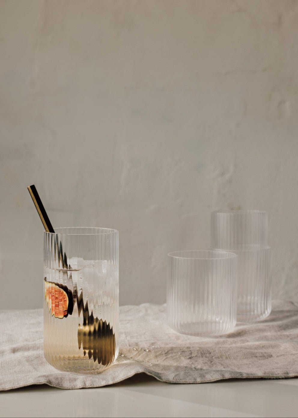 Fluted Drinking Glass, Set of 2 - Clear