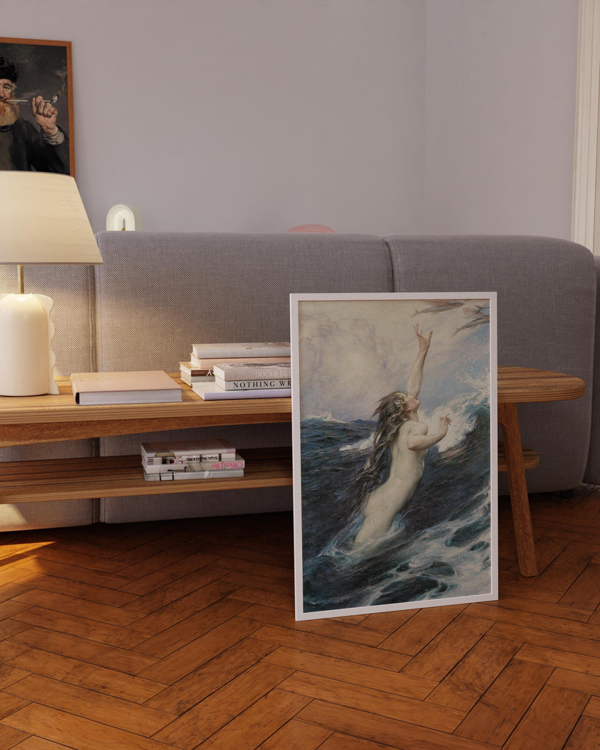 Flying Fish - Herbert James Draper | Romantic Ocean Fantasy | Mythological Nude Vintage Sea Goddess Print (available handframed or unframed)