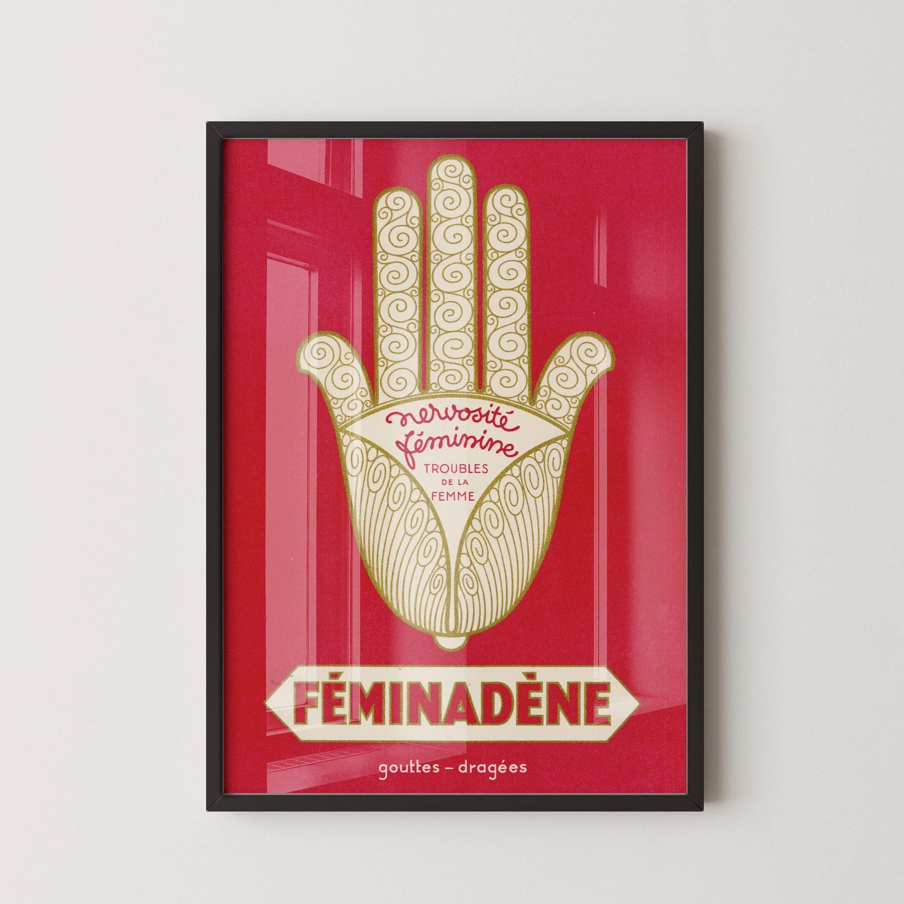 F√©minad√®ne Vintage French Poster: Red Giclee Print, Woman's Health