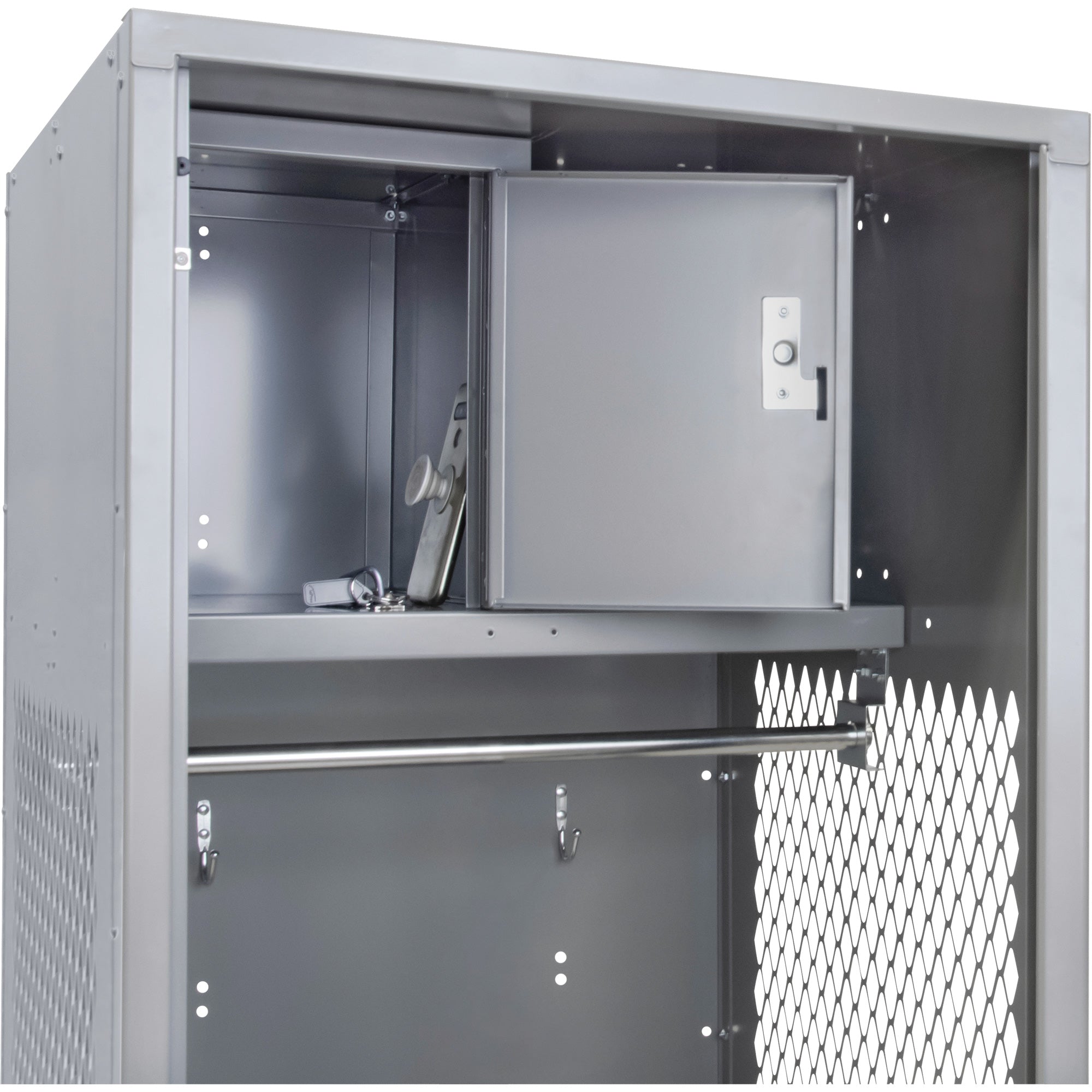 Armoire à équipement, acier, 61 cm L x 61 cm P x 183 cm H, grise
