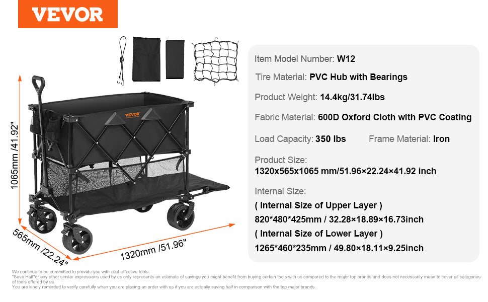 Foldable Double Decker Wagon, 400L Collapsible