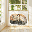 Fox sleeping - curled into a ball -  Colored  animal art print