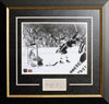 BOBBY ORR THE GOAL FRAMED PHOTO WITH CUT SIGNATURE – LIMITED EDITION /244, BOSTON BRUINS HOCKEY DISPLAY - GNR COA (24