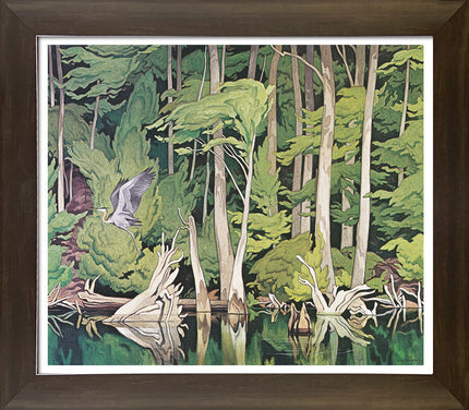 A.J. CASSON GROUP OF SEVEN 'BLUE HERON' FRAMED ART PRINT (28