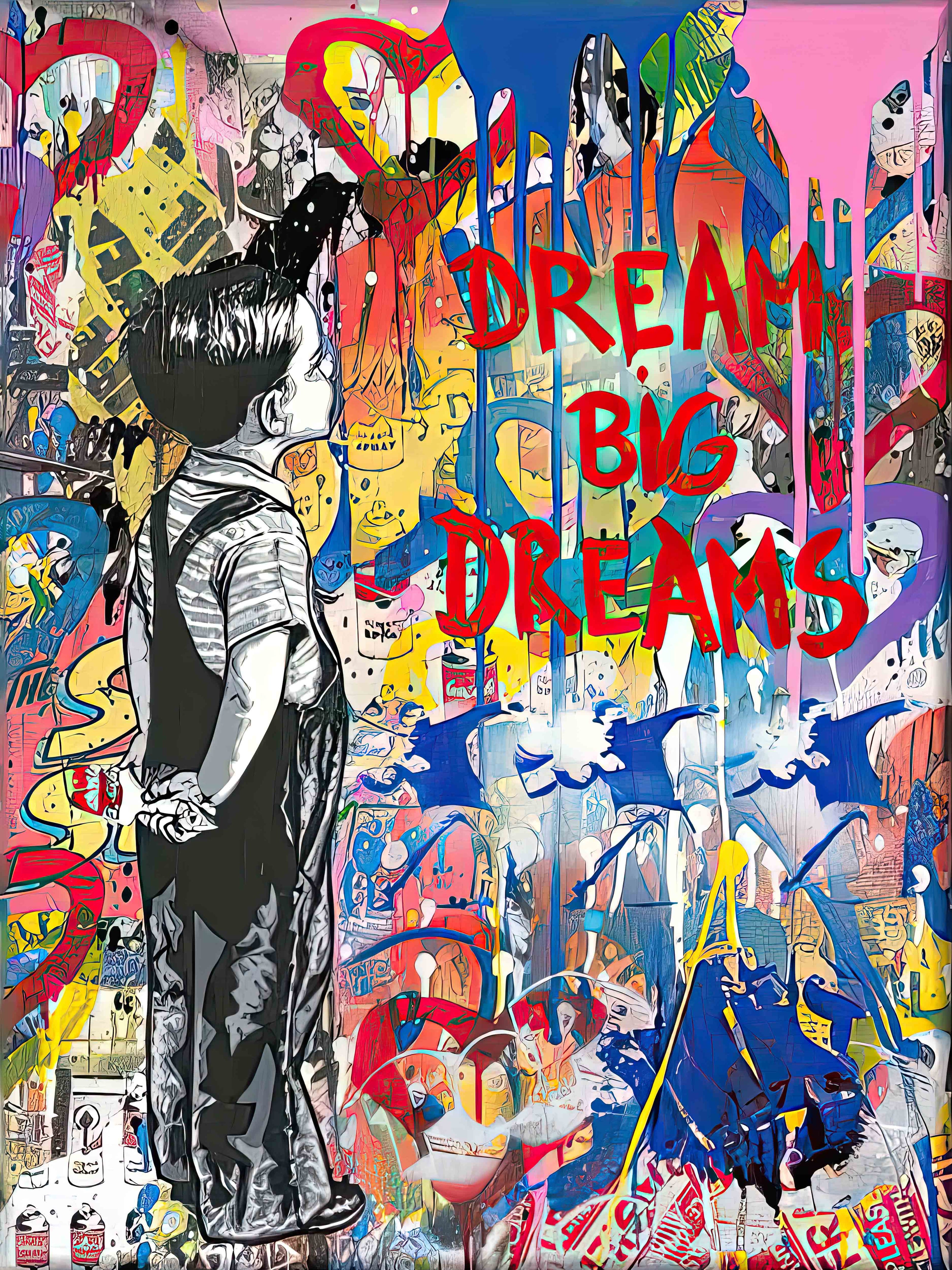 BANKSY DREAM BIG DREAMS – INSPIRATIONAL STREET ART CANVAS (33.5