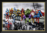 MARVEL & DC SUPERHEROES LUNCH ON A SKYSCRAPER FRAMED ART POSTER (33.5