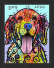 DOG IS LOVE COLORFUL  FRAMED CANVAS WALL ART (33.5
