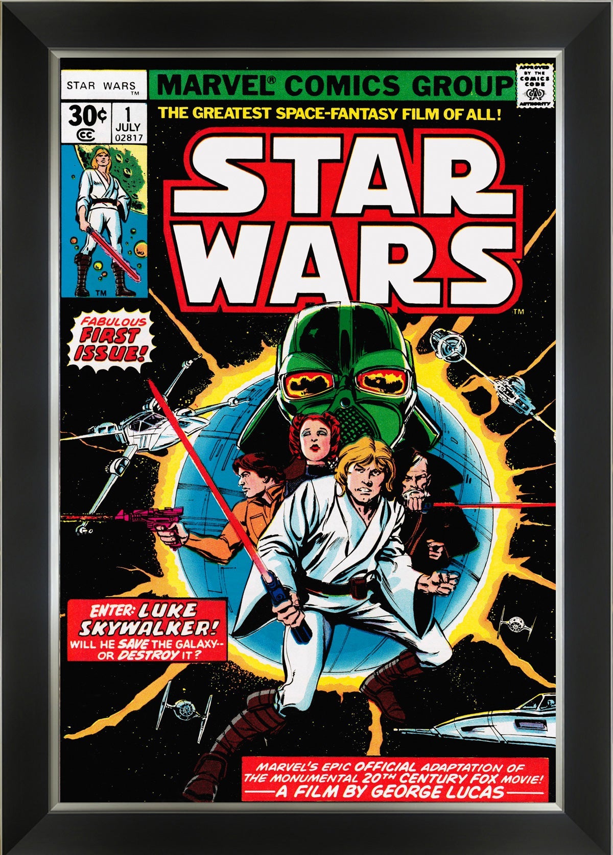 MARVEL STAR WARS #1 FIRST ISSUE COMIC COVER REPRODUCTION FRAMED POSTER PRINT WALL ART COLLECTIBLE (33.5