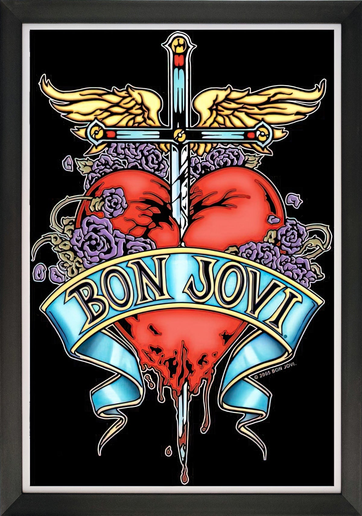 BON JOVI BAD MEDICINE FRAMED MUSIC WALL POSTER – ROCK BAND COLLECTIBLE (33.5