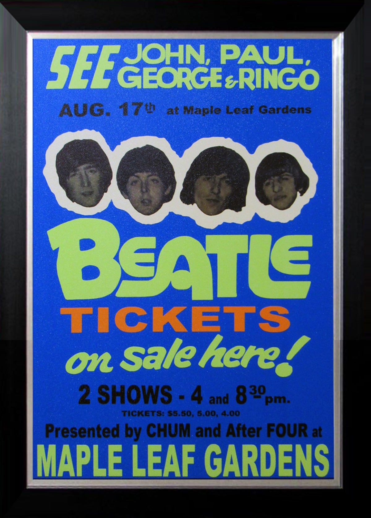 THE BEATLES LIVE AT TORONTO MAPLE LEAF GARDENS 1966 – HISTORIC CONCERT PHOTOGRAPHY – CUSTOM FRAMED WALL ART (33.5
