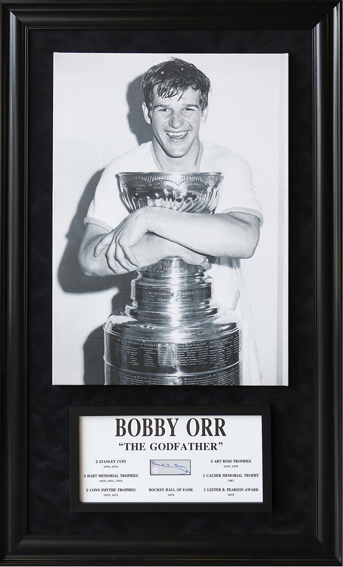 BOBBY ORR SIGNATURE FRAMED PLAQUE & CANVAS – ALL TIME GREATS OVERSIZED HOCKEY AUTOGRAPH DISPLAY - GNR COA (49.5