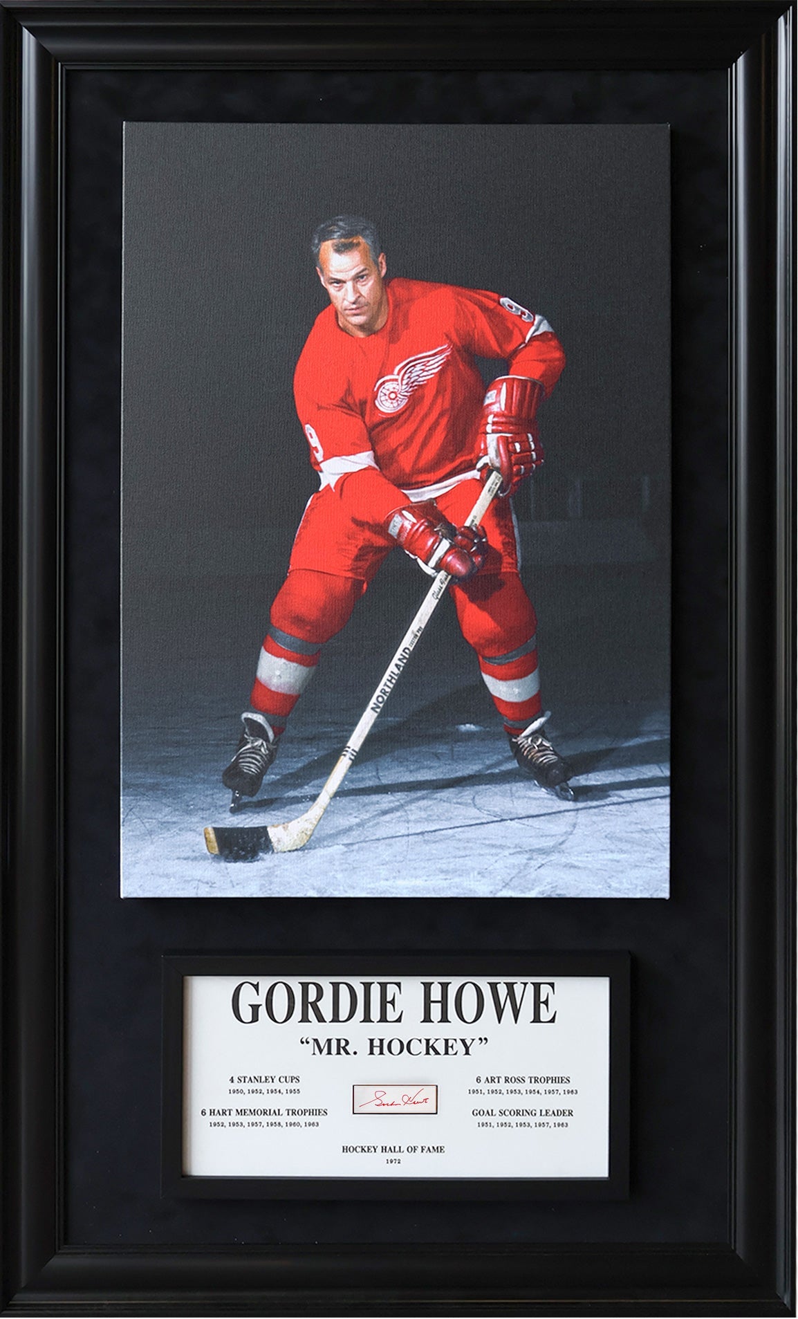 GORDIE HOWE SIGNATURE PLAQUE & CANVAS – ALL TIME GREATS OVERSIZED HOCKEY LEGEND DISPLAY (49.5