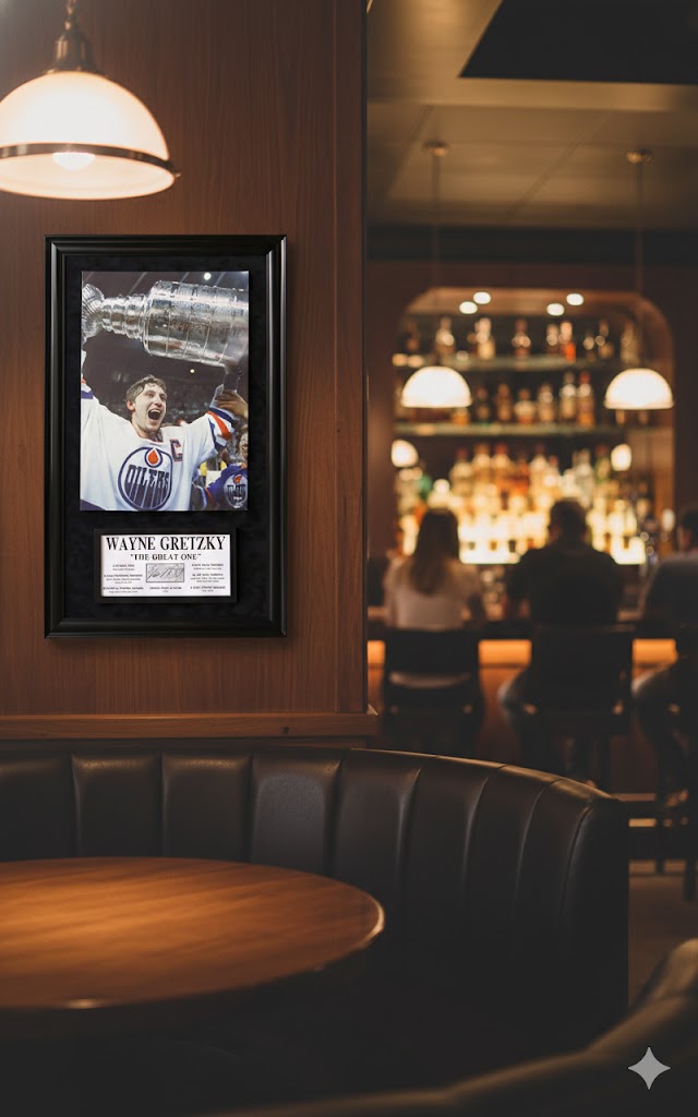 WAYNE GRETZKY SIGNATURE PLAQUE & CANVAS – ALL TIME GREATS OVERSIZED FRAMED AUTOGRAPH (49.5