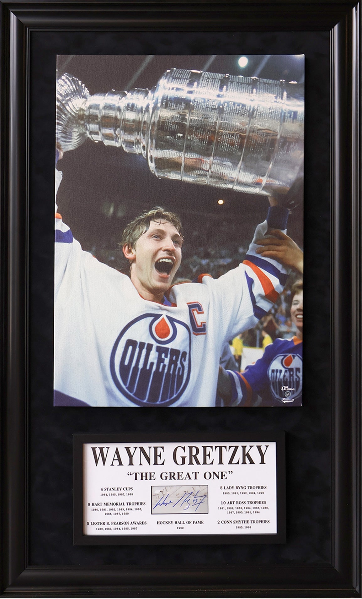 WAYNE GRETZKY SIGNATURE PLAQUE & CANVAS – ALL TIME GREATS OVERSIZED FRAMED AUTOGRAPH (49.5