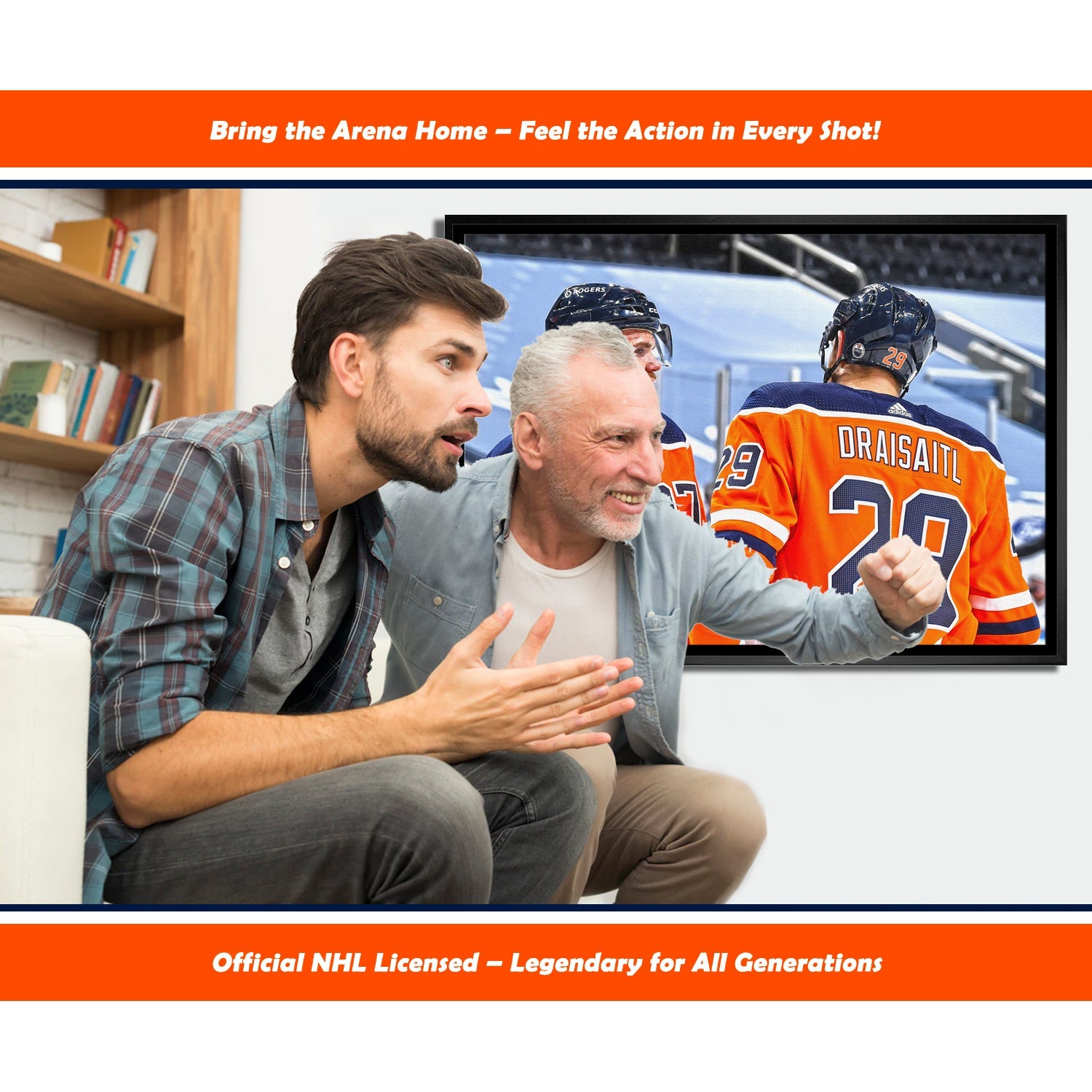 CONNOR MCDAVID AND LEON DRAISAITL EDMONTON FRAMED COLLECTIBLE – CANVAS PRINT WALL ART NHL LICENSED MEMORABILIA DECOR GIFT HOCKEY FAN TRIBUTE DISPLAY (31.5