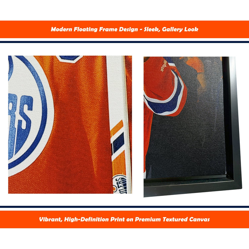 CONNOR MCDAVID AND LEON DRAISAITL EDMONTON FRAMED COLLECTIBLE – CANVAS PRINT WALL ART NHL LICENSED MEMORABILIA DECOR GIFT HOCKEY FAN TRIBUTE DISPLAY (31.5