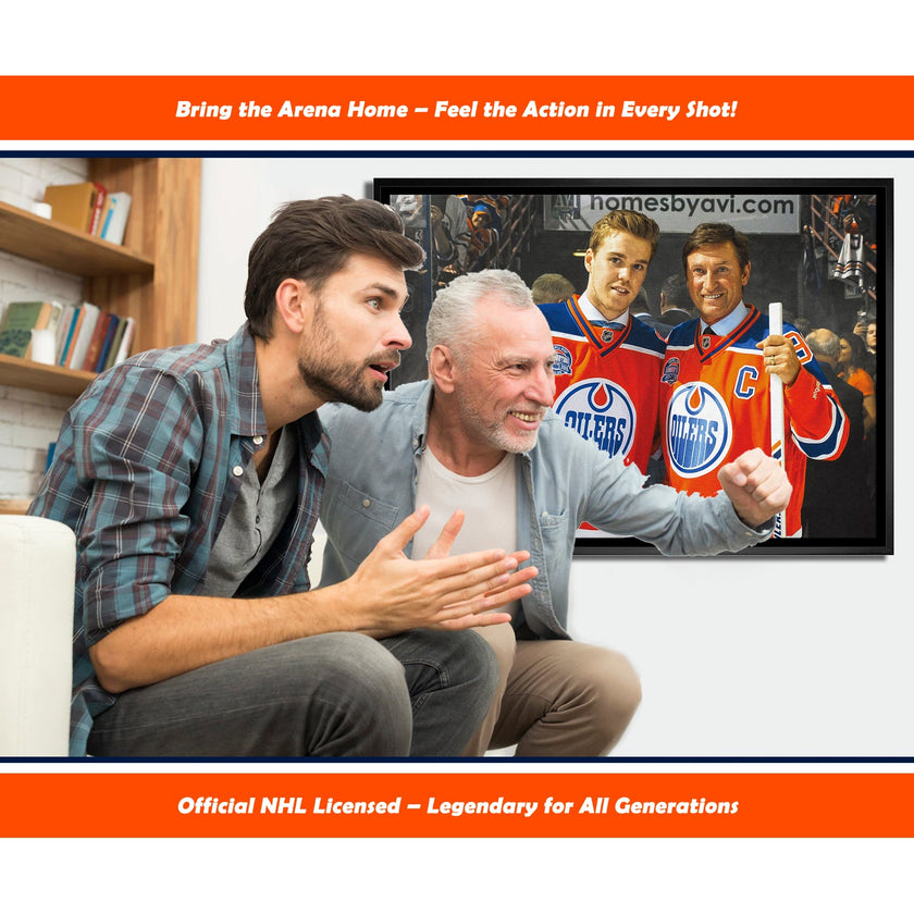WAYNE GRETZKY CONNOR MCDAVID EDMONTON OILERS NHL LEGENDS MUSEUM-FRAMED CANVAS WALL ART COLLECTIBLE GIFT DISPLAY (31.5